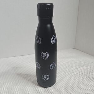 VICTORIA SECRET METAL WATER BOTTLE 17 OZ IN BLACK WITH PINK LOGO
